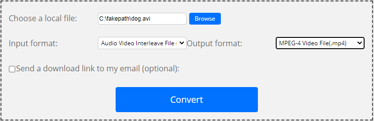 convert AVI to MP4 with ConvertFiles