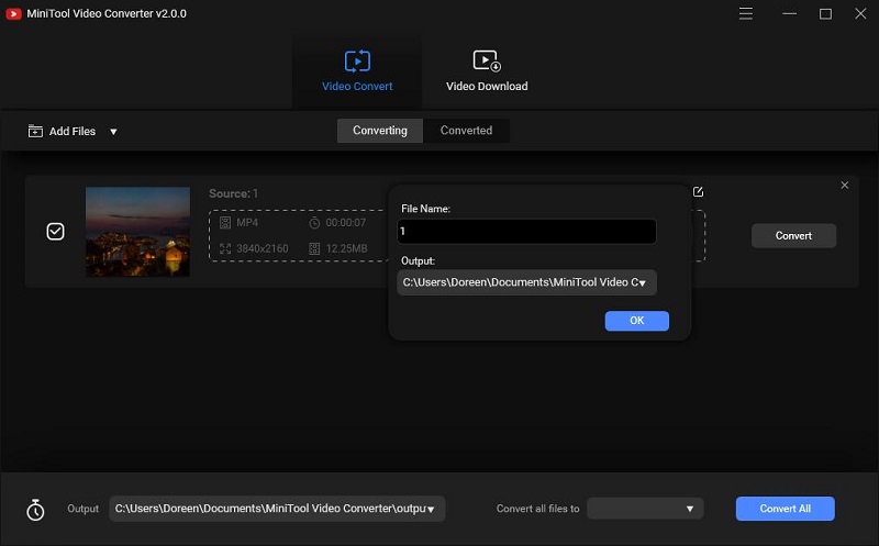change the file name and destination folder