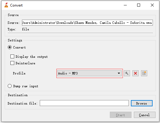 convert WMA to MP3 with VLC