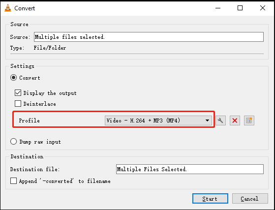 complete the output settings
