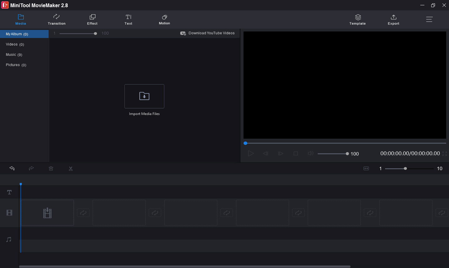 interface of MiniTool MovieMaker