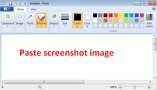 Paste screenshot image in Paint