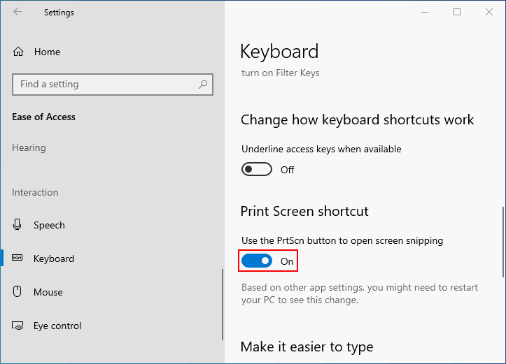 Enable Print Screen key