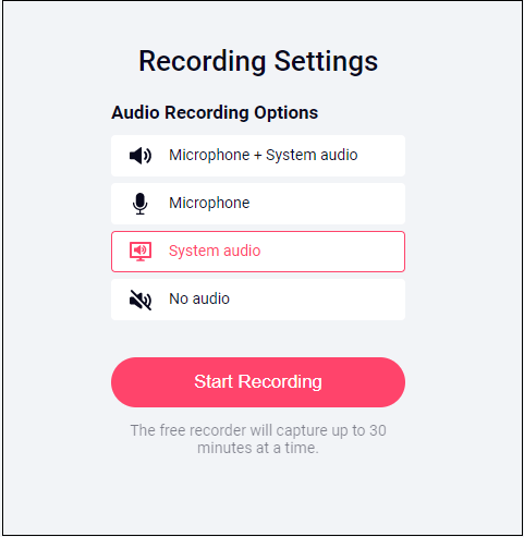 choose the System audio option