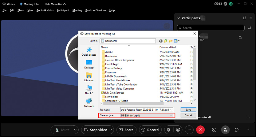 save Webex recording in MP4