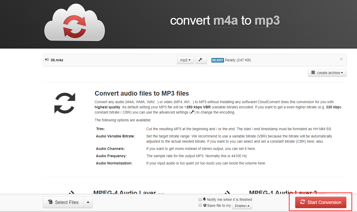 convert m4a to mp3