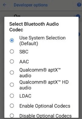 change Bluetooth audio codec in Android