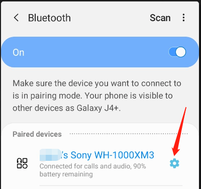 change paired Bluetooth device’s settings