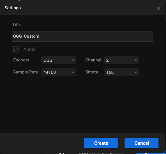 customize OGG audio format