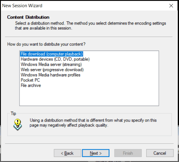 select distribution for the converted file