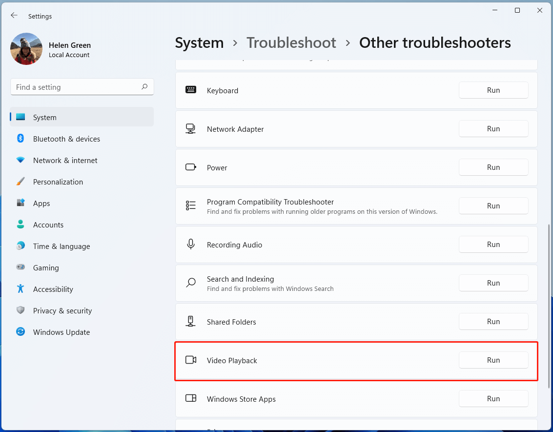 video playback troubleshooter