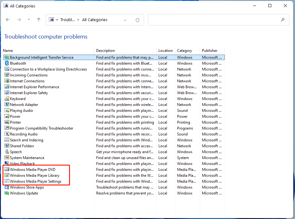 troubleshoot Windows Media Player utilities