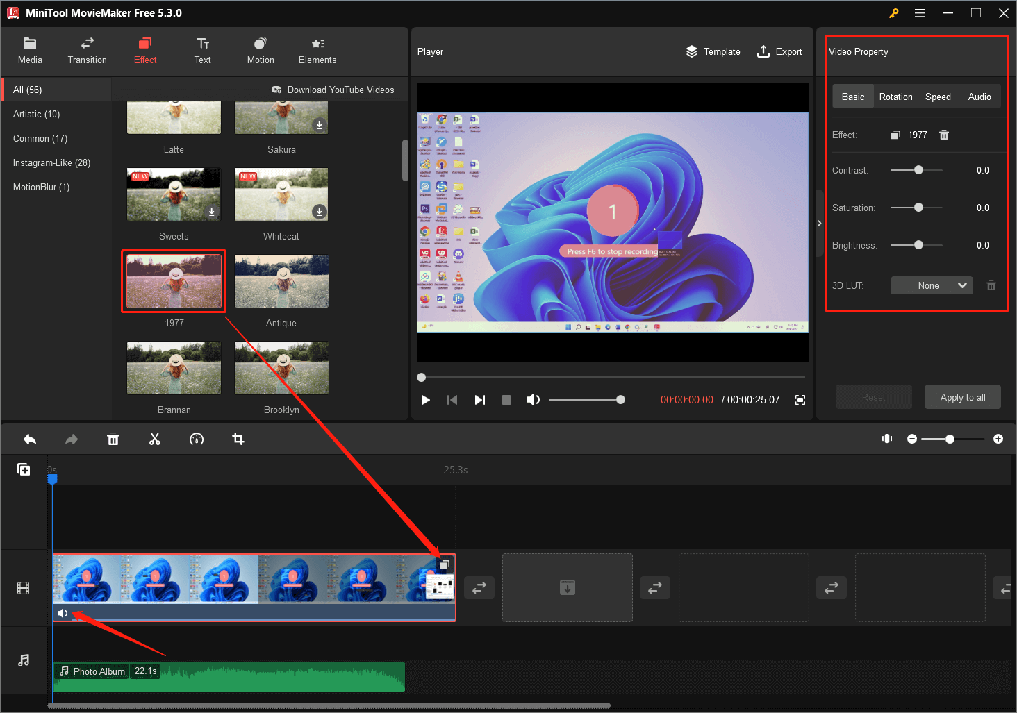 add filter/effect to video recording