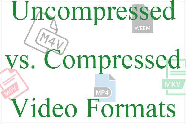 Uncompressed and Compressed (Lossless vs Lossy) Video Formats