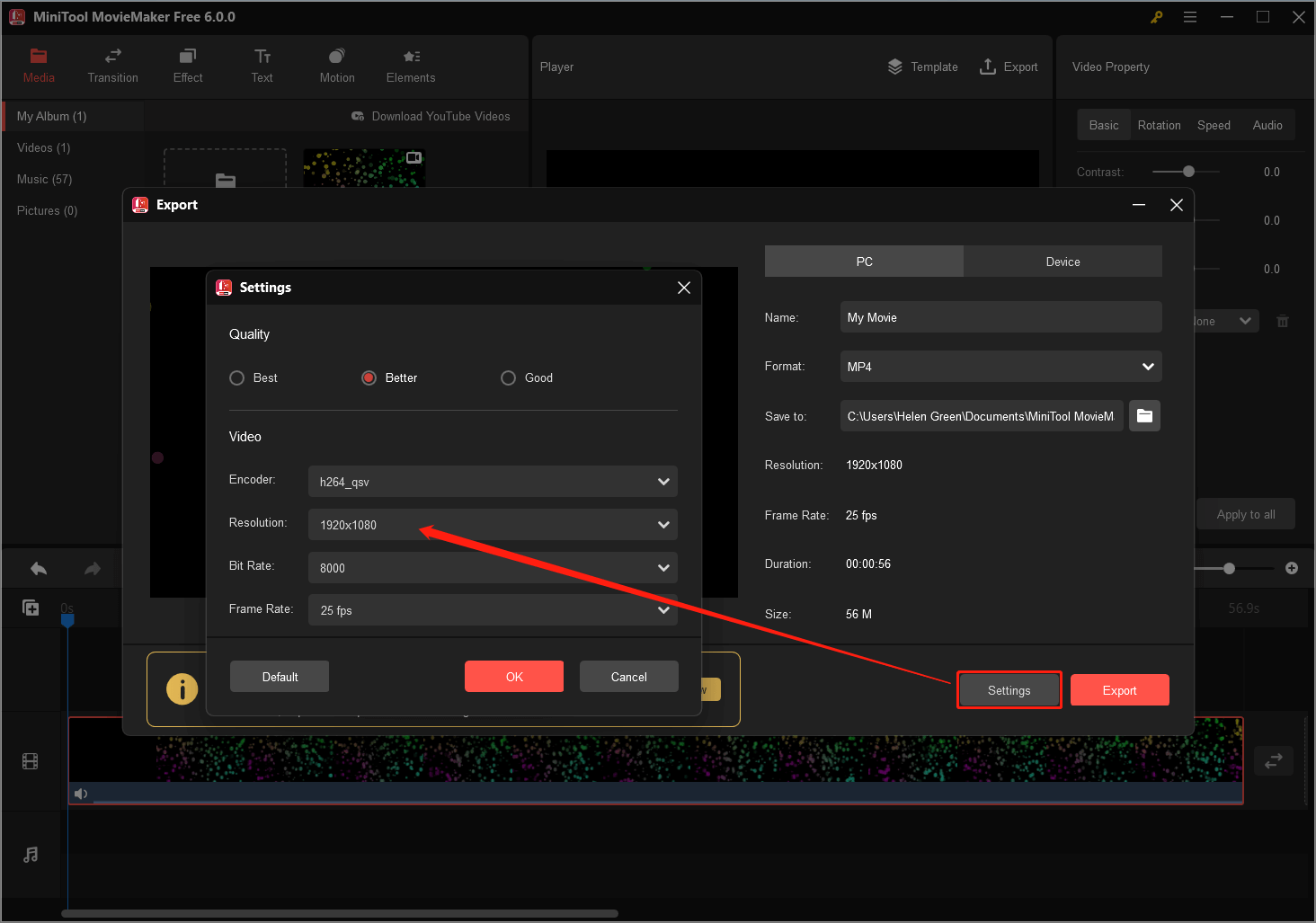 export 8K video to a lower resolution