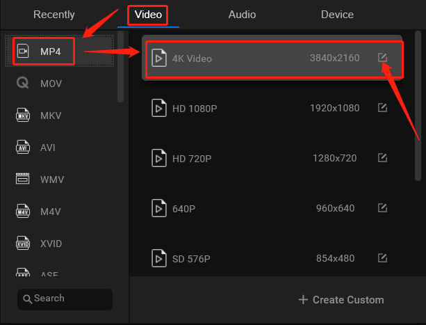 choose 4K Video option