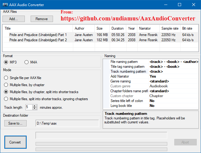 use openaudible to convert aax to mp3