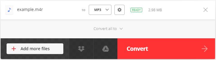 convert M4R file using Convertio