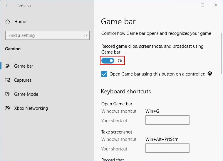 Enable Game bar