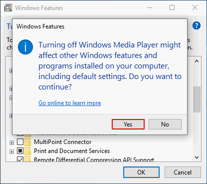 Turn off Windows Media Player