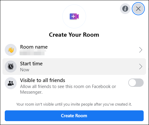 click the Create Room button