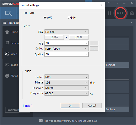 choose AVI format