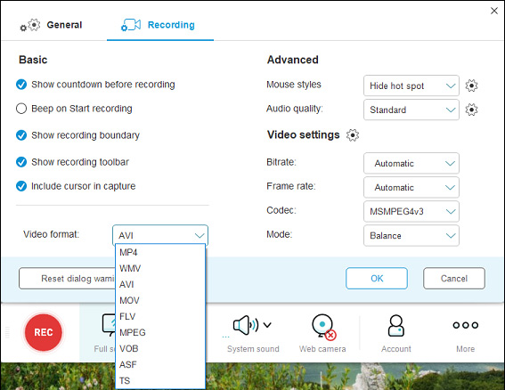 select AVI as output format