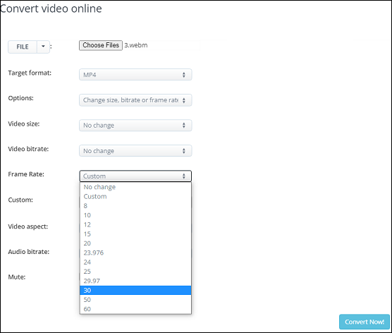 convert video frame rate with AConvert
