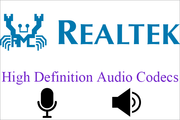 Download/Install/Remove: Realtek High Definition Audio Codecs