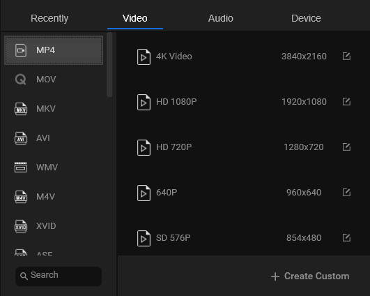 choose output format