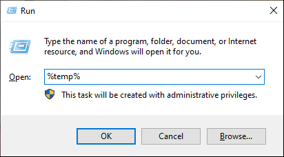open Temp file folder